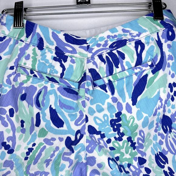 Lilly Pulitzer Blue Floral Buttercup Shorts Scallop Hem 100% Cotton Summer 00 - Picture 8 of 12
